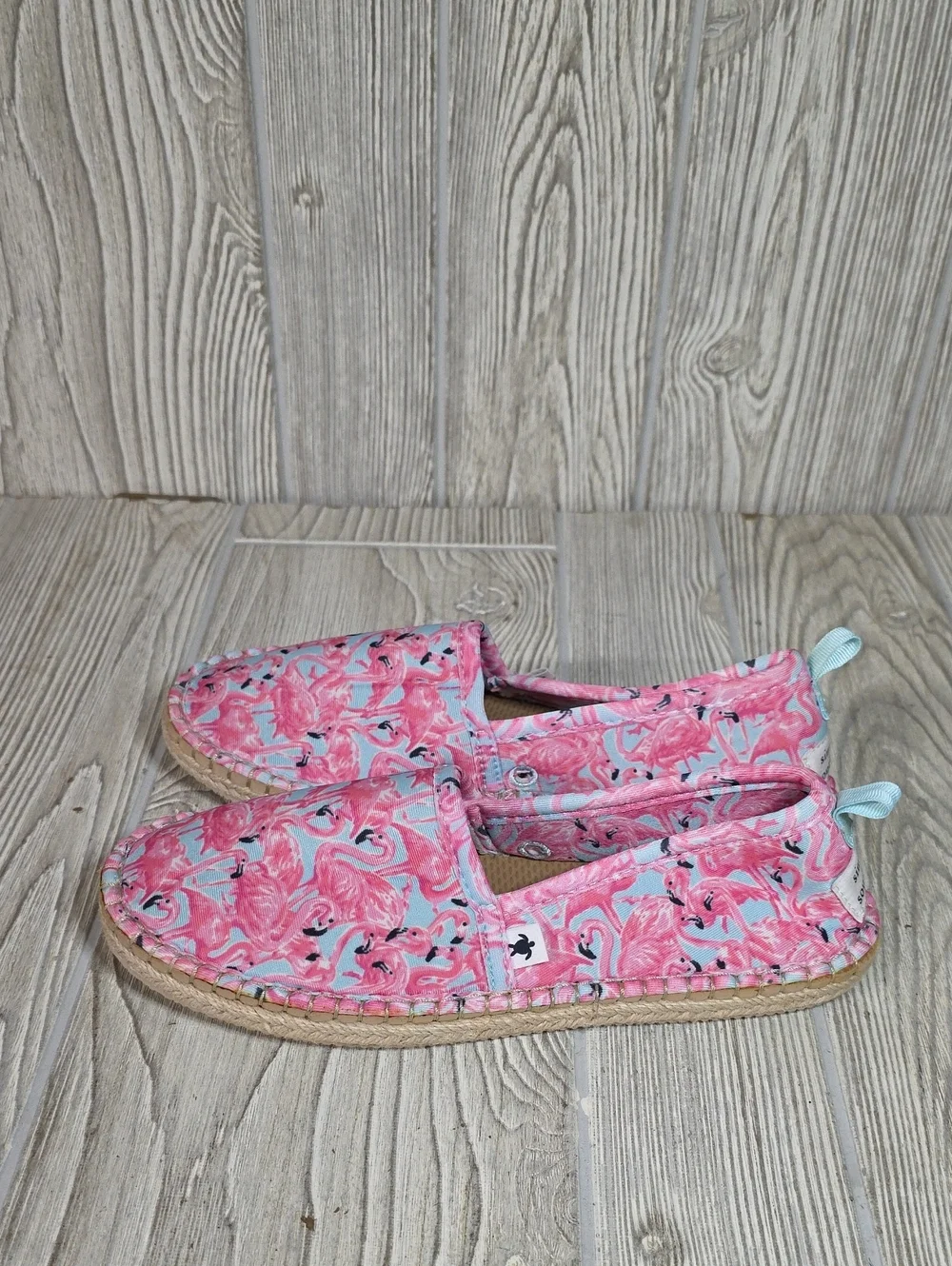Simply Southern Espadrille Vibrant Flamingo Pattern Slip On Shoes Womens 6